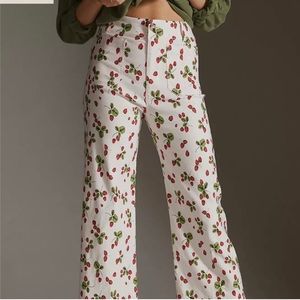 Anthropologie Maeve Strawberry Collette pants 🍓